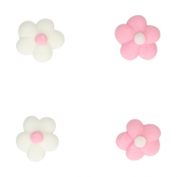 Zucker Dekoration - Mini Blumen Mix - Weiss / Rosa